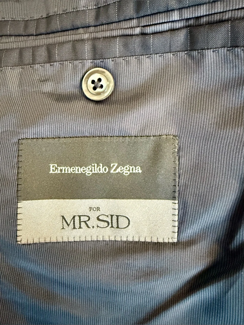 Ermenegildo Zegna for MR.SID 54R Navy Pinstripe Wool Suit Jacket Swiss 🇨🇭